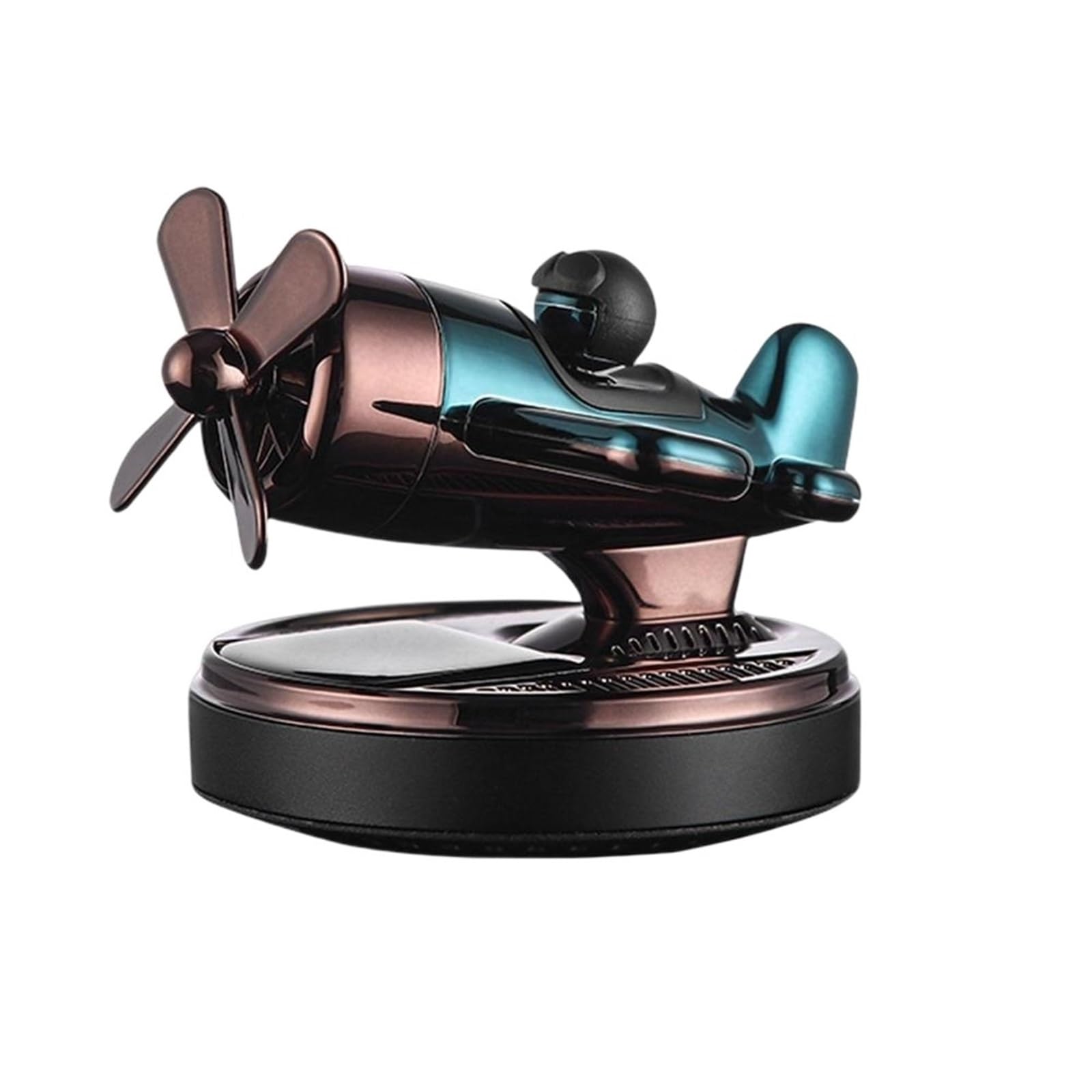 Déco Auto Solaire - Distributeur De Parfum Hélicoptère Rotatif Pour Tableau De Bord - Noir, ABS Et Aluminium