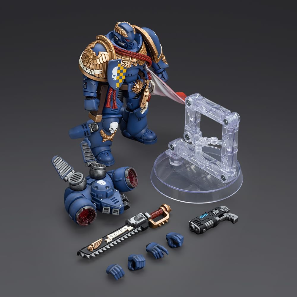 JOYTOY Warhammer 40,000 1/18 Action Figure Dark Angels Master Lazarus Black Templars The Emperors Champion Rolantus Ultramarines Captain with Jump Pack 3PCS Warhammer40K Collection Model