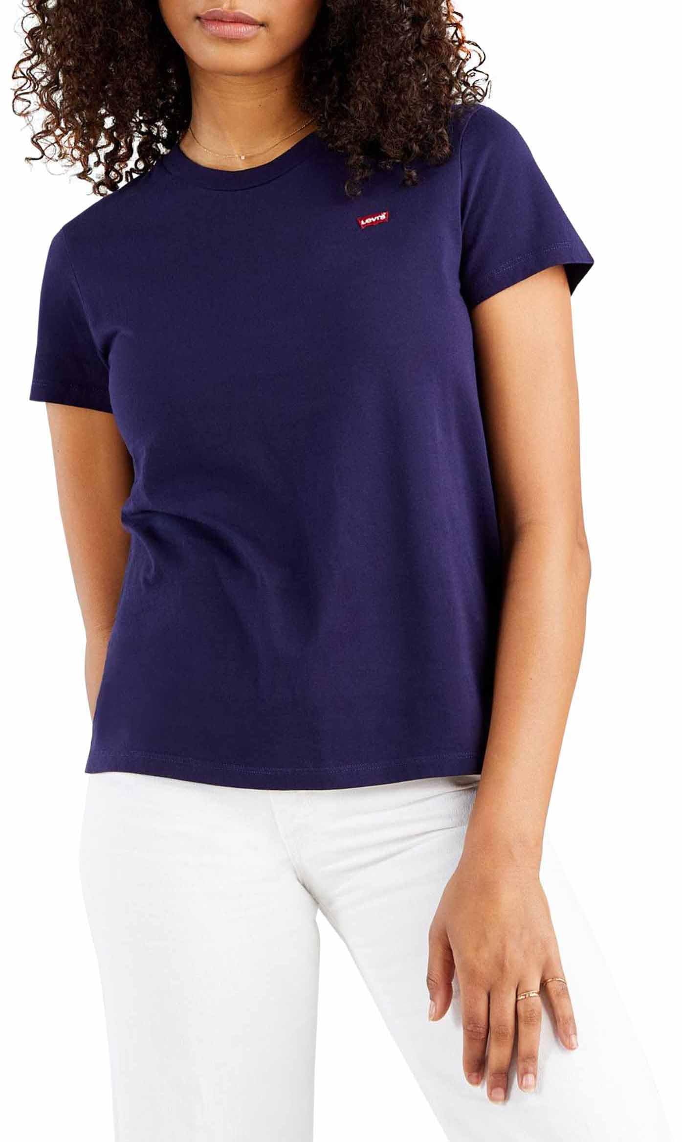 Levi's Perfect Tee Femme: T-shirt Rayé Bleu Marine Taille M - Confort et Style Classique