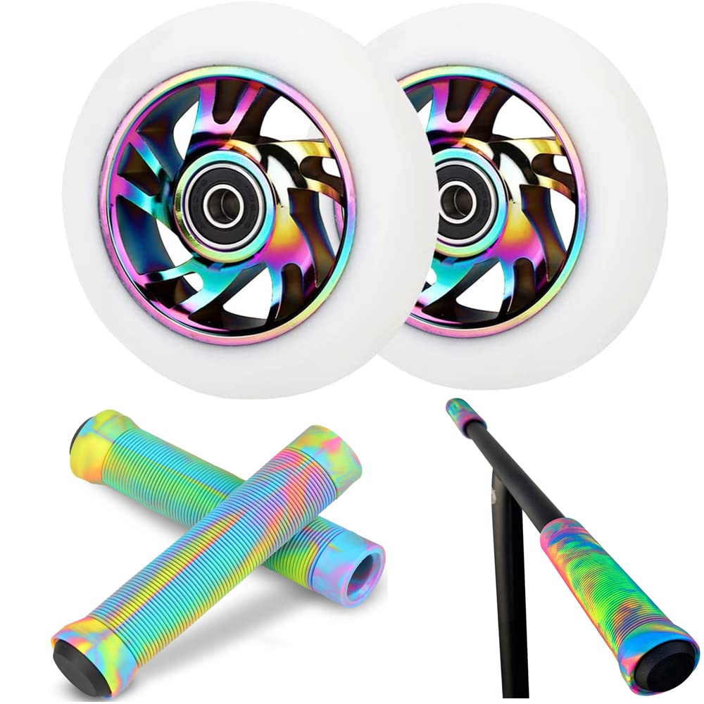 Aluscota 110 mm Scooter Replacement Wheels - 2 Pieces 110 mm Scooter Wheels with ABEC-9 Bearings - Aluminium 88A Stunt Scooter Wheels for Apollo Albott Hudora Fuzion