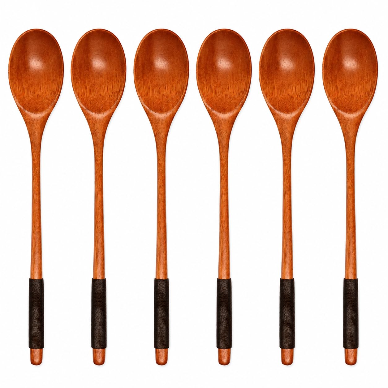 Photo 1 of Muulaii 6 Pack Wooden Soup Spoons, 9 in Long Handle Wood Spoon