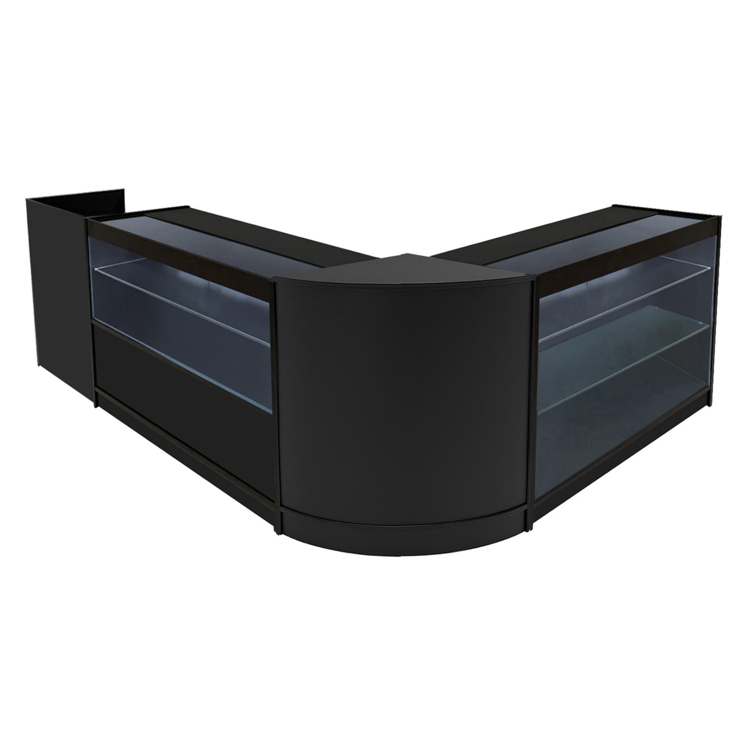 Set Banconi Neri con LED Vega K1200 C1200 CM60 TB60 - Vetrina con Serratura, Chiavi, Ante Scorrevoli, Mobile Cassa, Espositori in Vetro Illuminati per Gioielli, Abbigliamento e Accessori