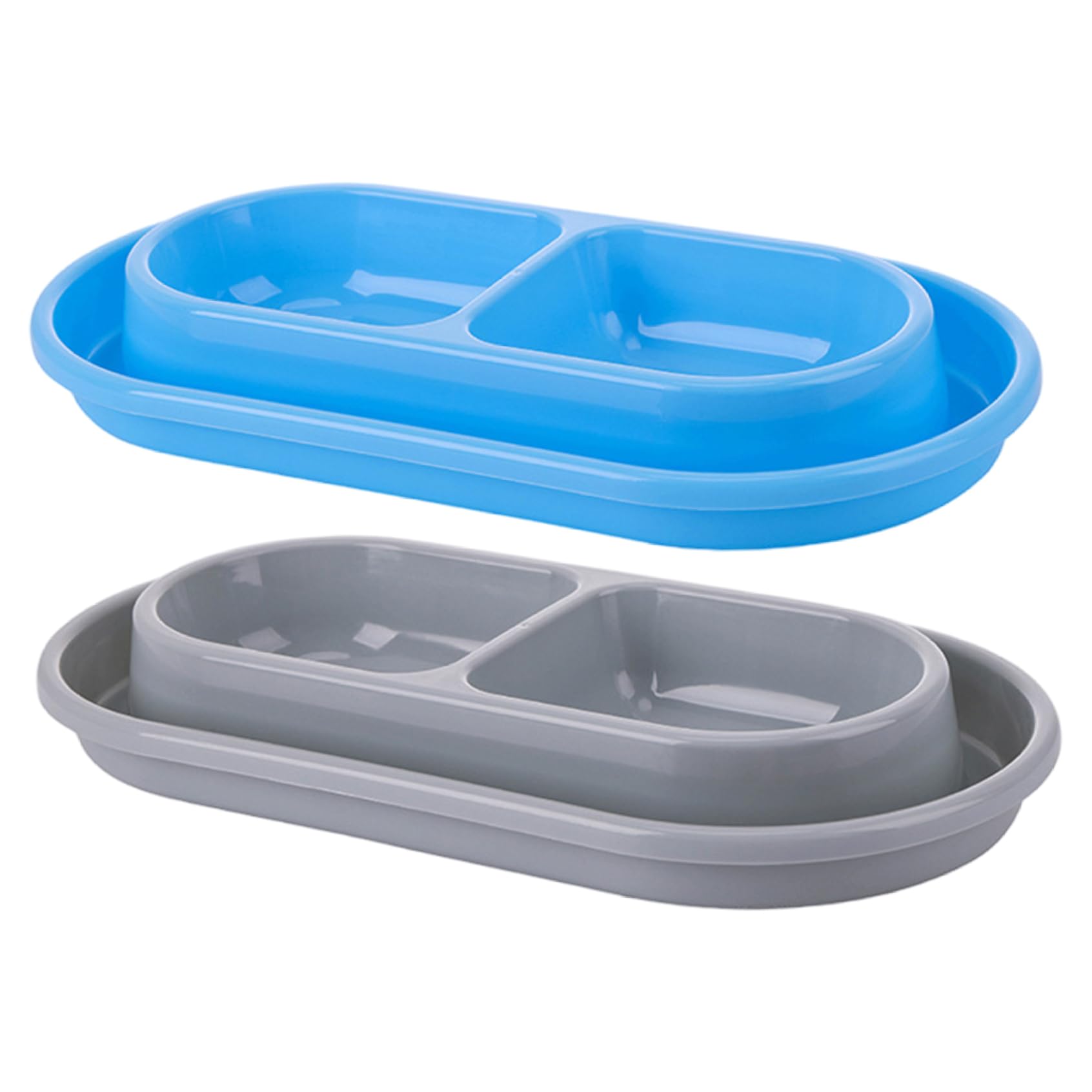 2PCS Ant Proof Cat Food Bowls Double Tray Ant Proof Dog Bowl Non Slip Plastic Pet Feeder 10.8x5.9x1.4 Inch