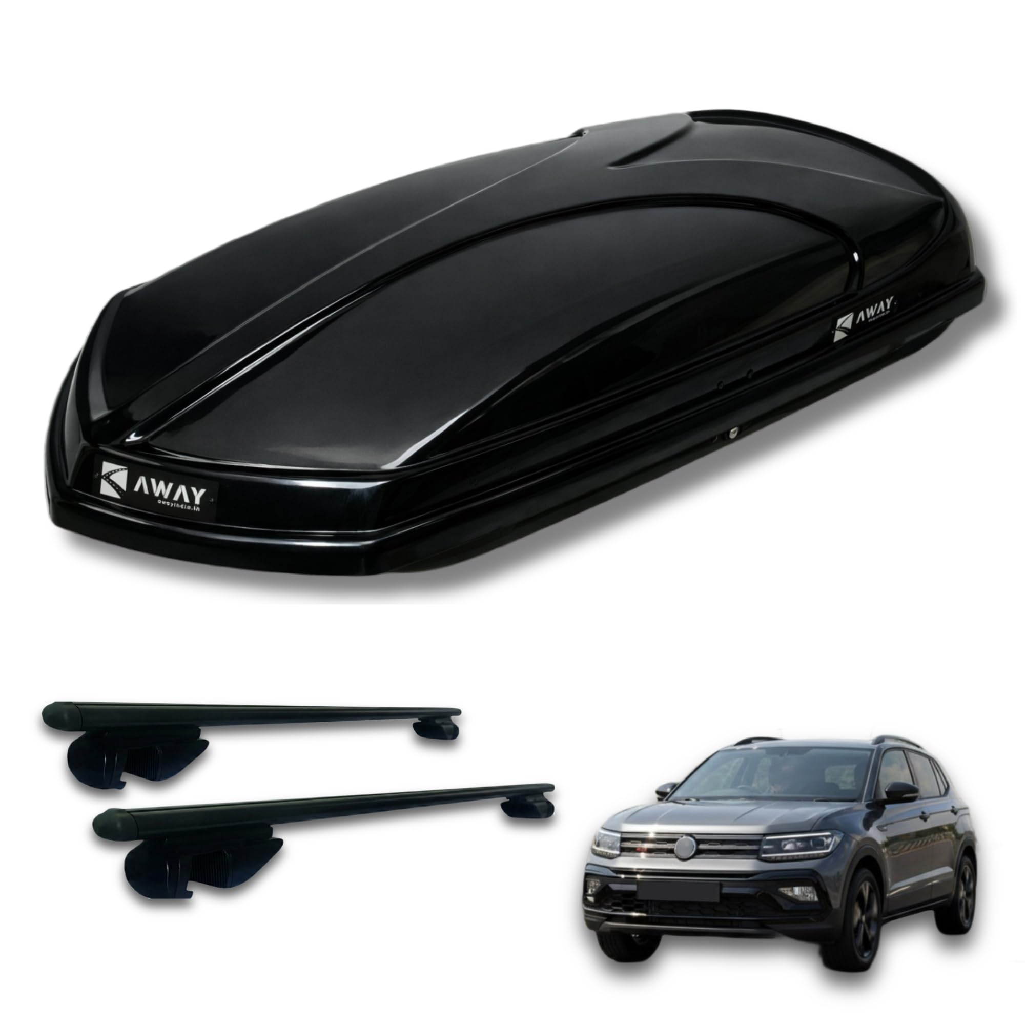 A-WAY Car Roofbox (Gloss) - 450 litres Capacity Car Rooftop Cargo Box/Carrier for Volkswagen Taigun | Aerodynamic Shape | Dual Opening | Waterproof Material | Special Lock System-image-32