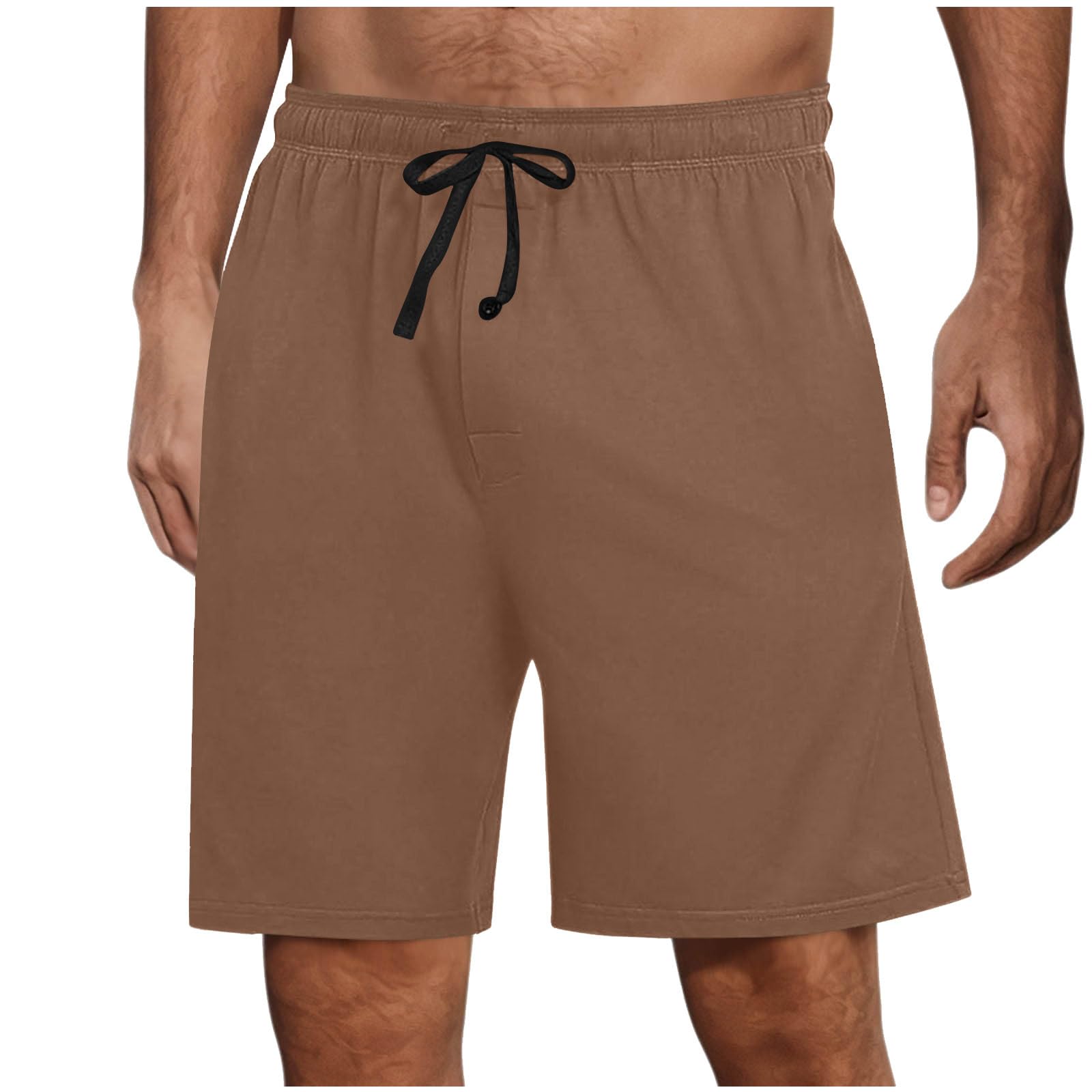Shorts Herren Sommer Kurze Hosen Einfarbig Casual Outdoorshorts Chino Shorts Herrenshorts mit Kordelzug Kurz Schlafhose Elastische Taille Freizeitshorts Männer Sommershorts Kaffee L