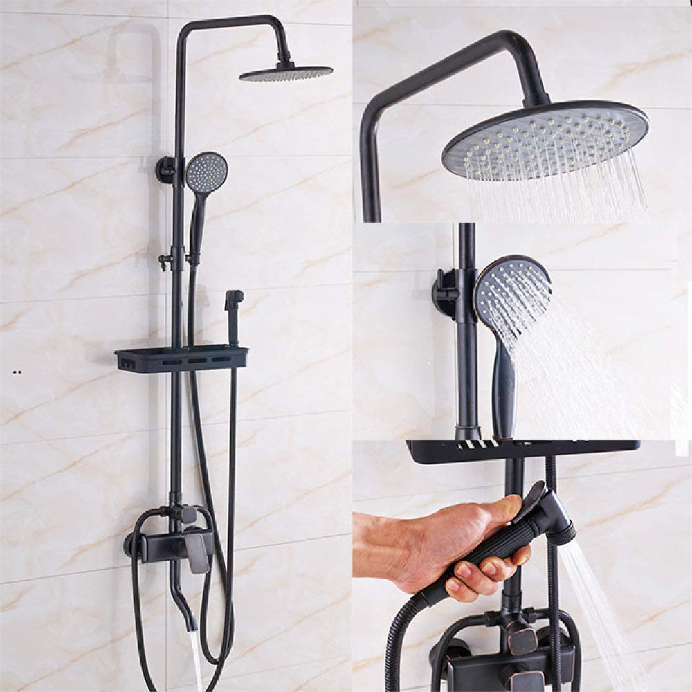 Système de douche en bronze noir avec pommeau ABS et robinet bidet