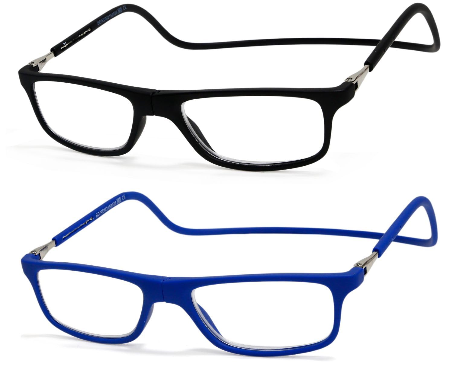 NEW VISION 2 Pack Occhiali Da Lettura con Calamita, Occhiali con Calamita Da Vista, Occhiali Calamitati Da Collo, Occhiali Lettura Calamita per Uomo e Donna NV2904 (C6+C7, 1.5, x)
