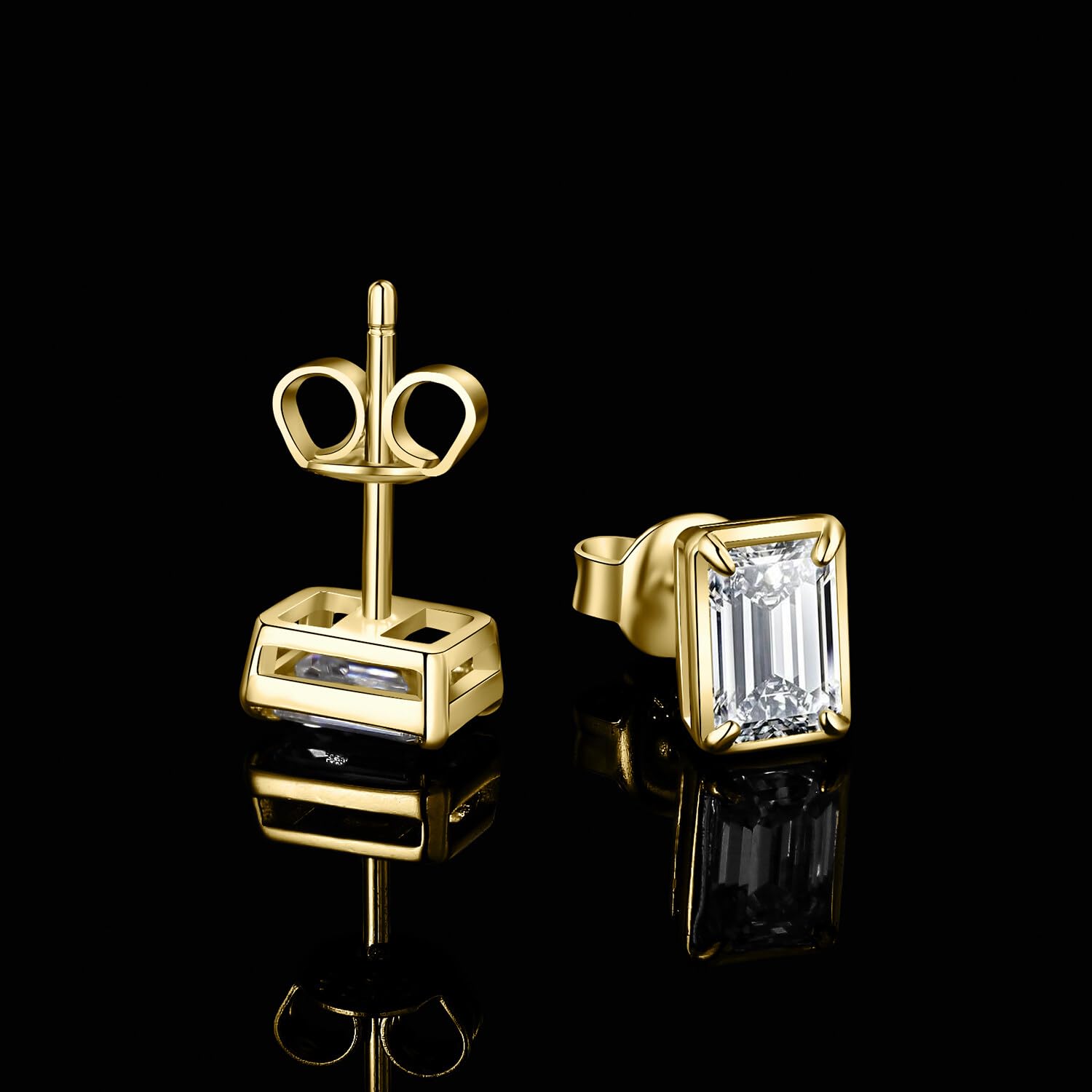 JewelryPalace Smaragdschliff 1ct Moissanite Solitär Ohrstecker Silber 925 Damen, Braut Schmuck Set, Ohrringe Silber Mädchen Edelstein,Ohrstecker Silber mit Stein Geschenk Frauen Rosegold Gold