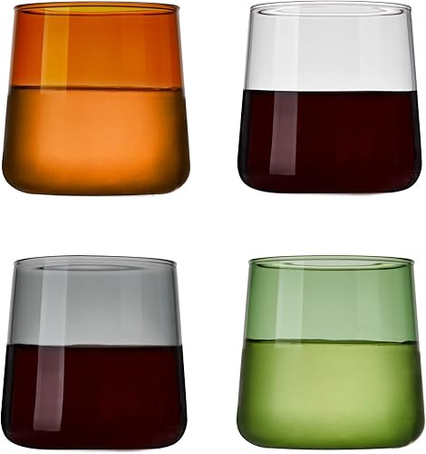 Miniatura 8 de Viski Aurora Tumblers - Copas de vino de colores  Divertidas copas de cóctel tintadas en transparente gris verde y ámbar  Apto para lavavajillas 105
