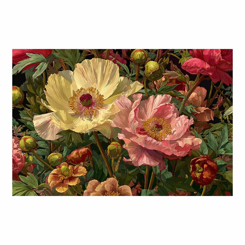 Xeniou Multicolor Flowers Canvas Colorful Peony Floral Canvas Wall Art, For Living Room Bedroom Home Wall Decoration(Multicolor)-80X120cm Unframed
