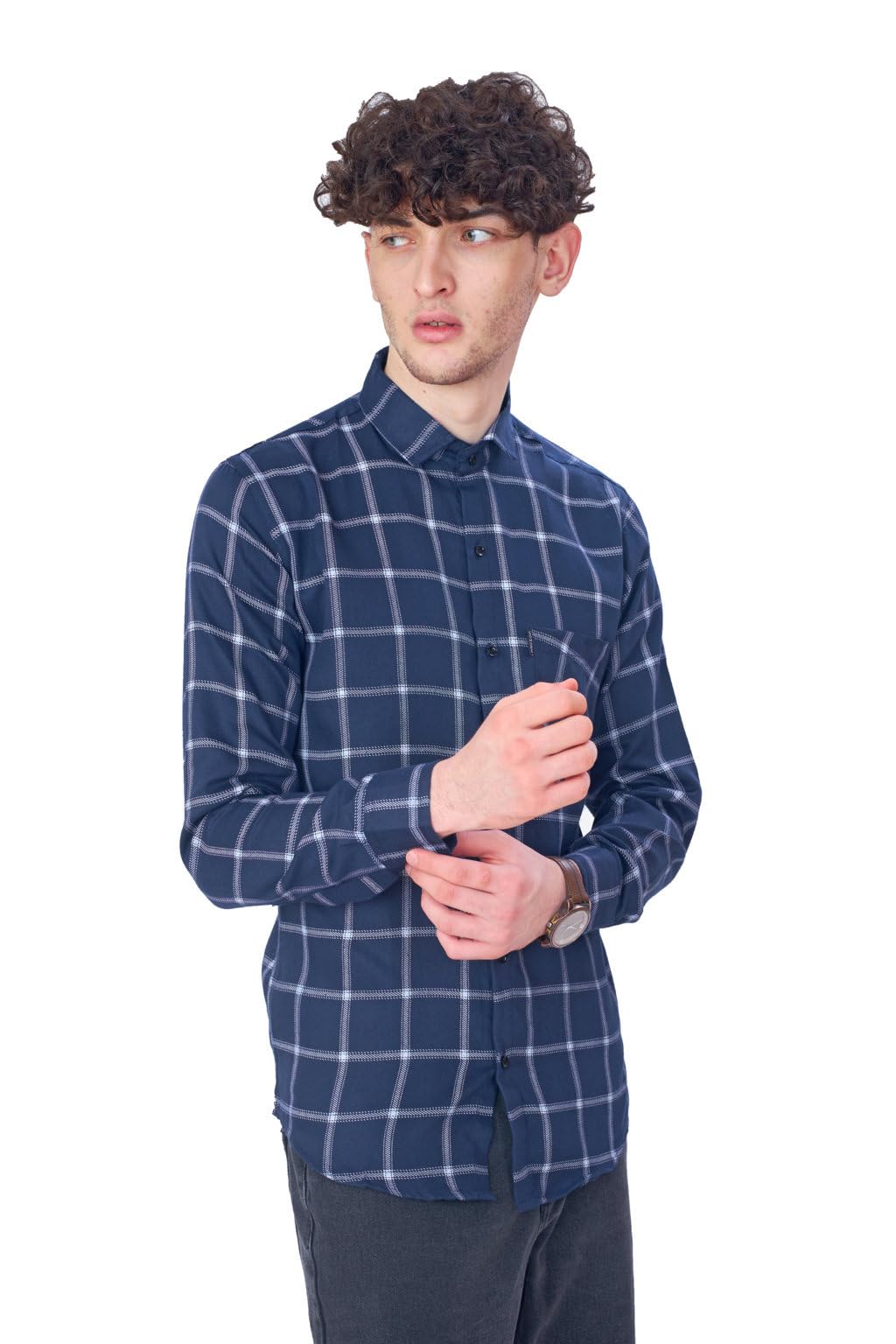 SOMORE Men'sSlim Fit Checks Print Cotton Full Sleeve Casual Shirt