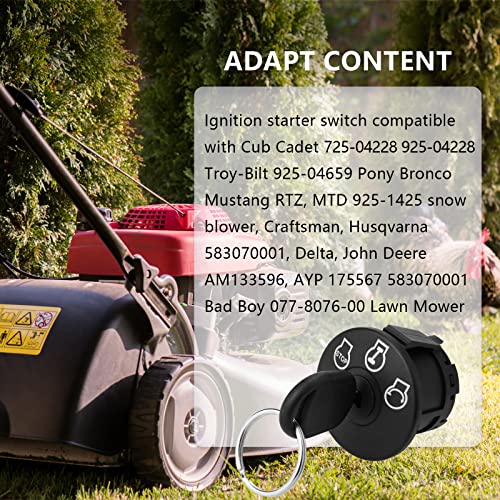 Tecreddy Ignition Switch 3 Position With Key For Cub Cadet, Troy-Bilt, Mtd, Craftsman, Husqvarna, Delta, Jd Riding Lawn Mower 925-04228, 725-04228 #TOP4