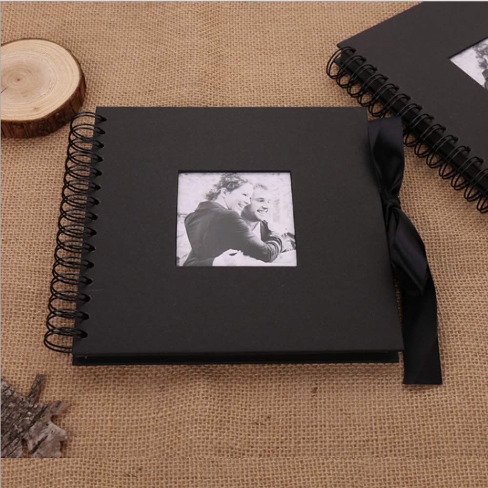 Creative 40 Hojas Páginas Negras Diy Álbum Scrapbooking Scrapbooking de 360 ​​Grados Rotación Espiral Encuadernado Artensilios Craft Paper Fotografía para Bodas 80 Páginas Negras Libros de Memor