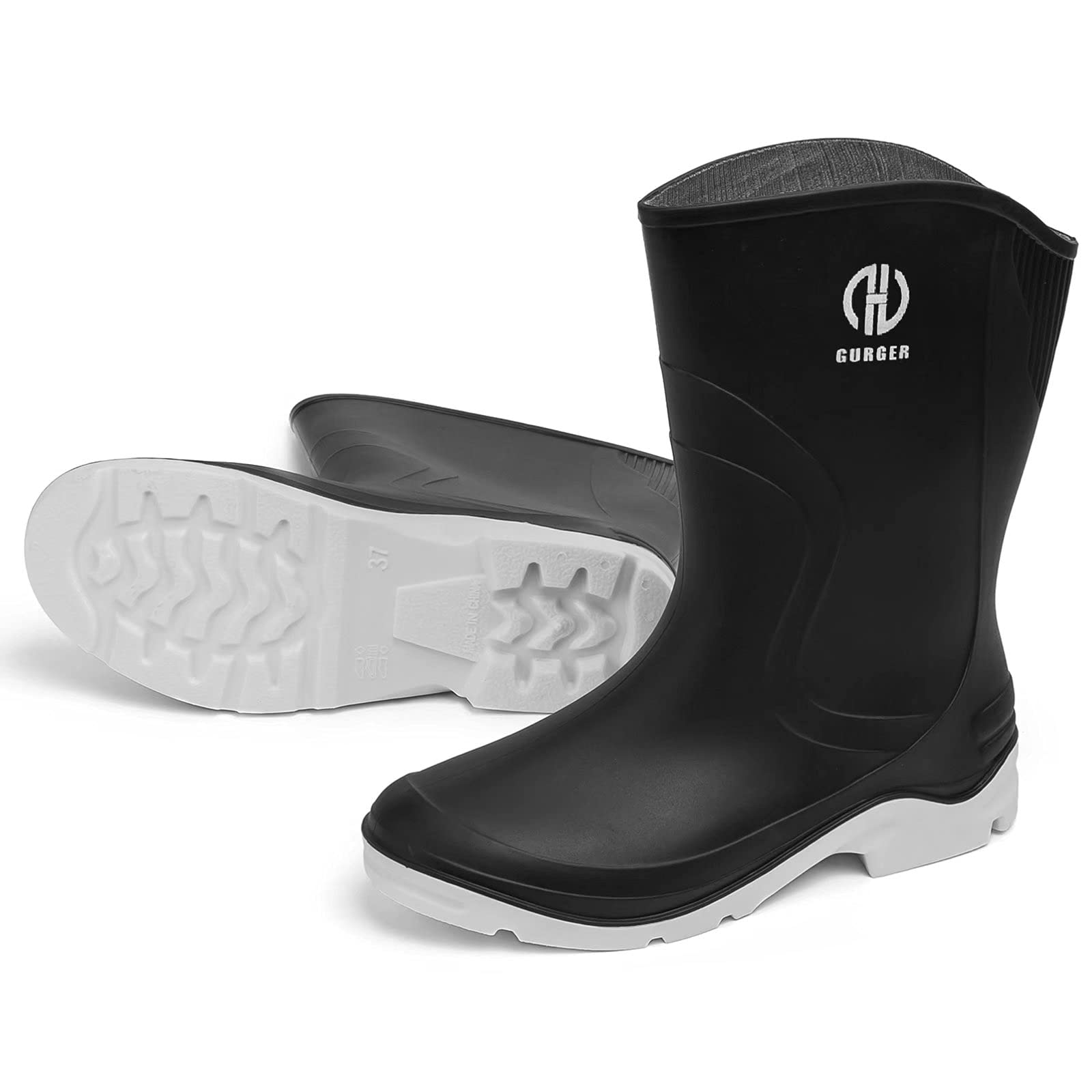 Botas de Agua Mujer Lluvia Impermeables Altas Botas de Goma Wellington Boots jardín Antideslizante