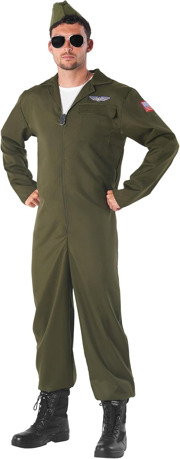 fun shack Flight Suit Costume for Men, Air Force Jumpsuit, Mens Fighter Pilot Outfit, Aviation Costume for Adults - Image 3