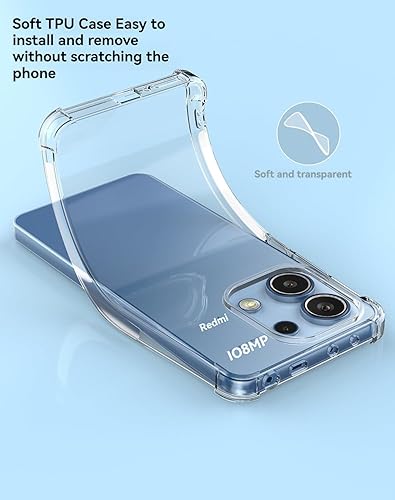 Miniatura 5 de USTIYA Funda para Redmi Note 13 4G 6.67 Pulgadas Transparente TPU Cuatro Esquinas Cubierta de Protección de Grado Militar Transparente Funda Suave
