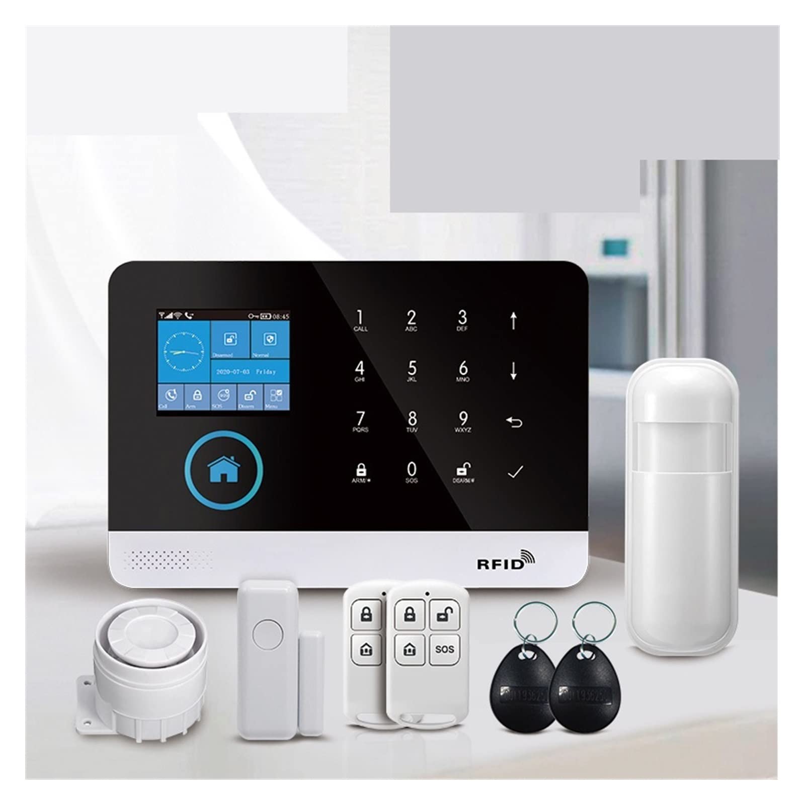 Sin Cuotas Mensuales Alarma for el hogar inalámbrica 4G de alarma seguridad for for la aplicación Tuya con Sensor movimiento for mascotas Detector humo Gas(C)