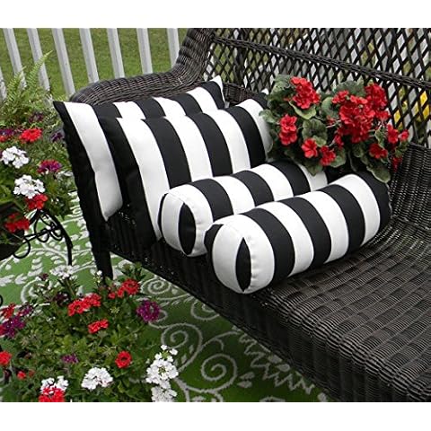 Set of 4 Black and White Stripe Pillows Cover