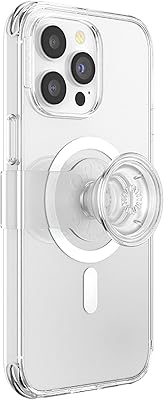 PopSockets iPhone 14 Pro Max Case with Phone Grip and Slide Compatible with MagSafe, Wireless Charging Compatible - Clear