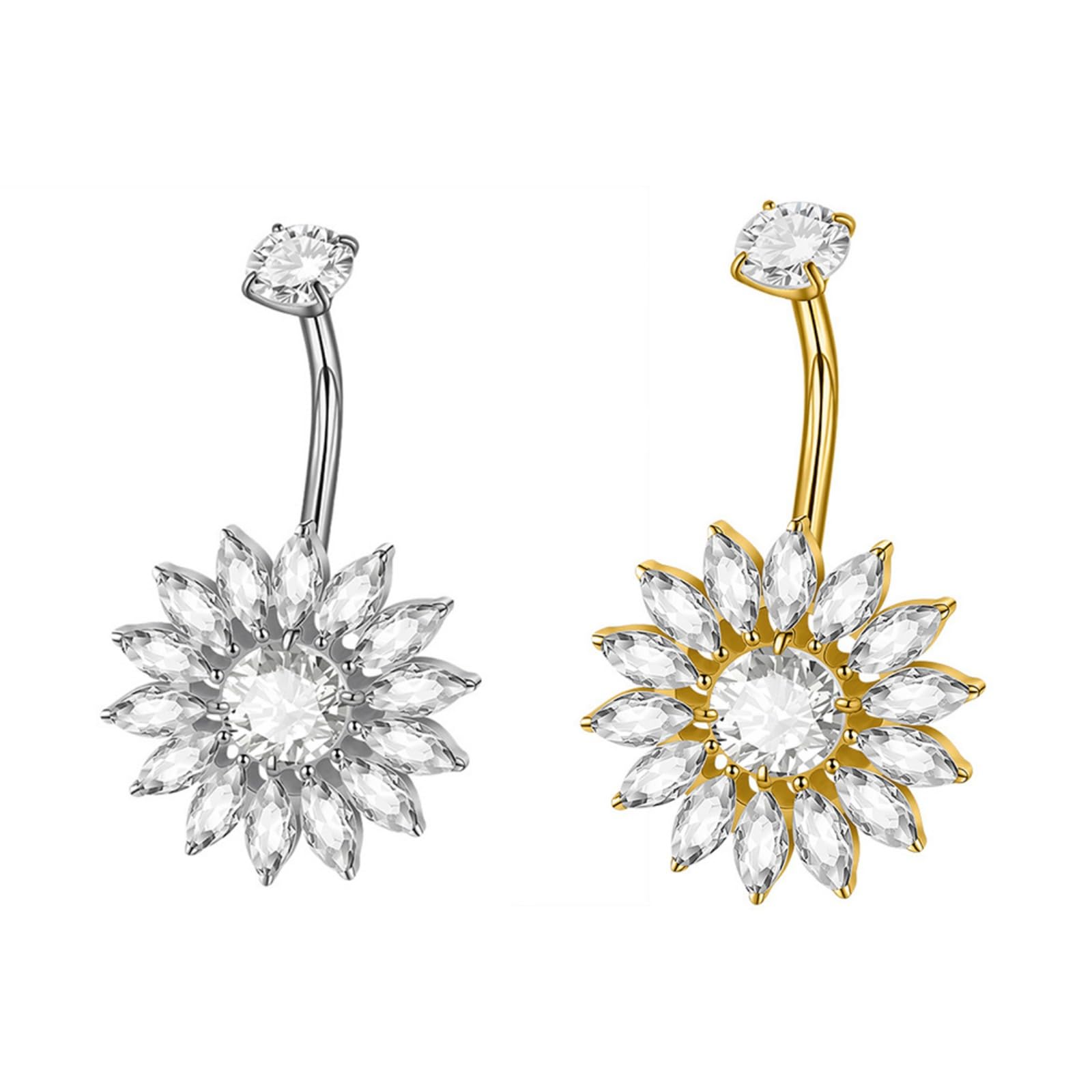 Per ombelico Abiti facili da abbinare che migliorano proprio fascino Texture in lega per appassionati della moderna Piercing per la pancia con fiori per ombelico eleganti