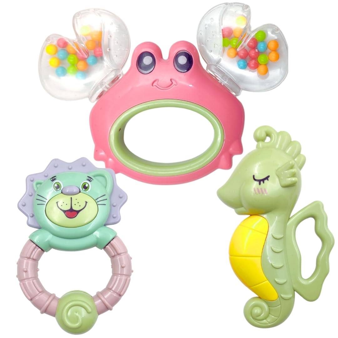 PLUSPOINT 3pcs Rattle Toys for Babies Infant Colourful Attractive Rattles And Teathers for 0-12 Months New Born Baby Toys Rattle Set with Fun Colors & Soft Rattling Sound BPA Free Baby Teether Toy New Born Toy Set Gift Pack (B08SW85DG9) Amazon Price History, Amazon Price Tracker