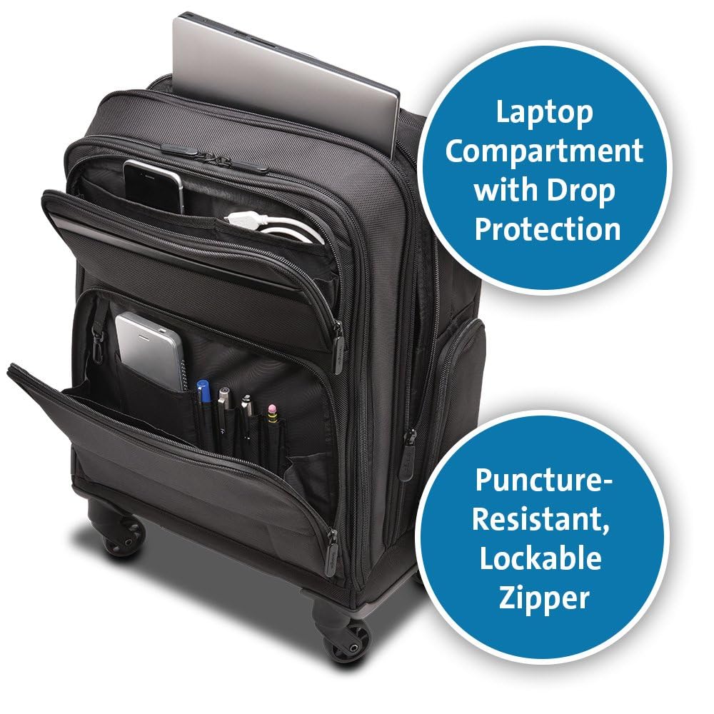 Kensington Laptoptrolley - Contour 2.0 Pro Overnight Laptop Spinner Voor Maximaal 17 Inch Laptops, Laptoptrolley Ideaal Voor Overnachtingen, Handbagage Voor Mannen En Vrouwen (K60384WW