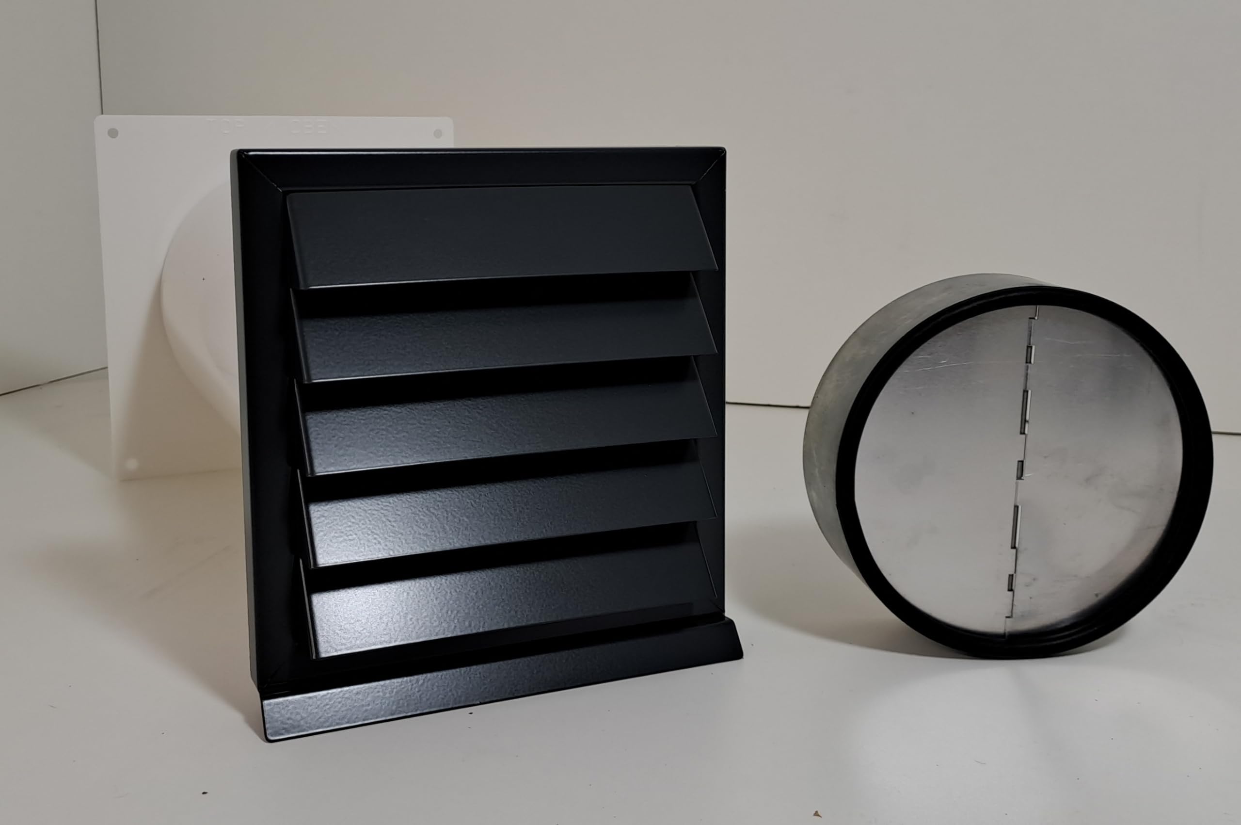 Ventilation-Nord Energiespar Edelstahl Mauerkasten Ø150 mit zwei Rückstauklappen | Wetterschutz, Tropfkante & Einfache Montage - Pulverbeschichtet anthrazit (mit Edelstahl Insektenschutzgitter)