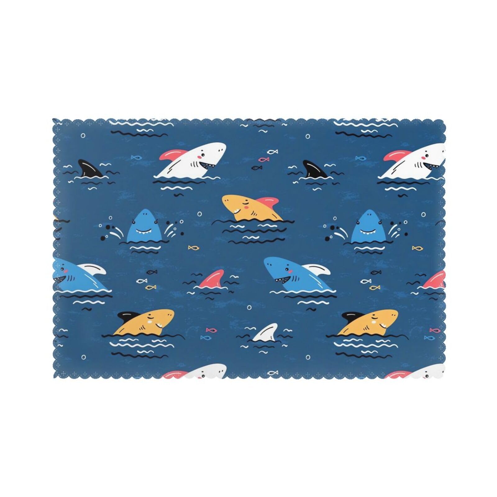WHJDPP shark Prints Placemats Set of 6 12x18in – Durable Table Layers for Stylish Home, Hotel & Festive Gatherings