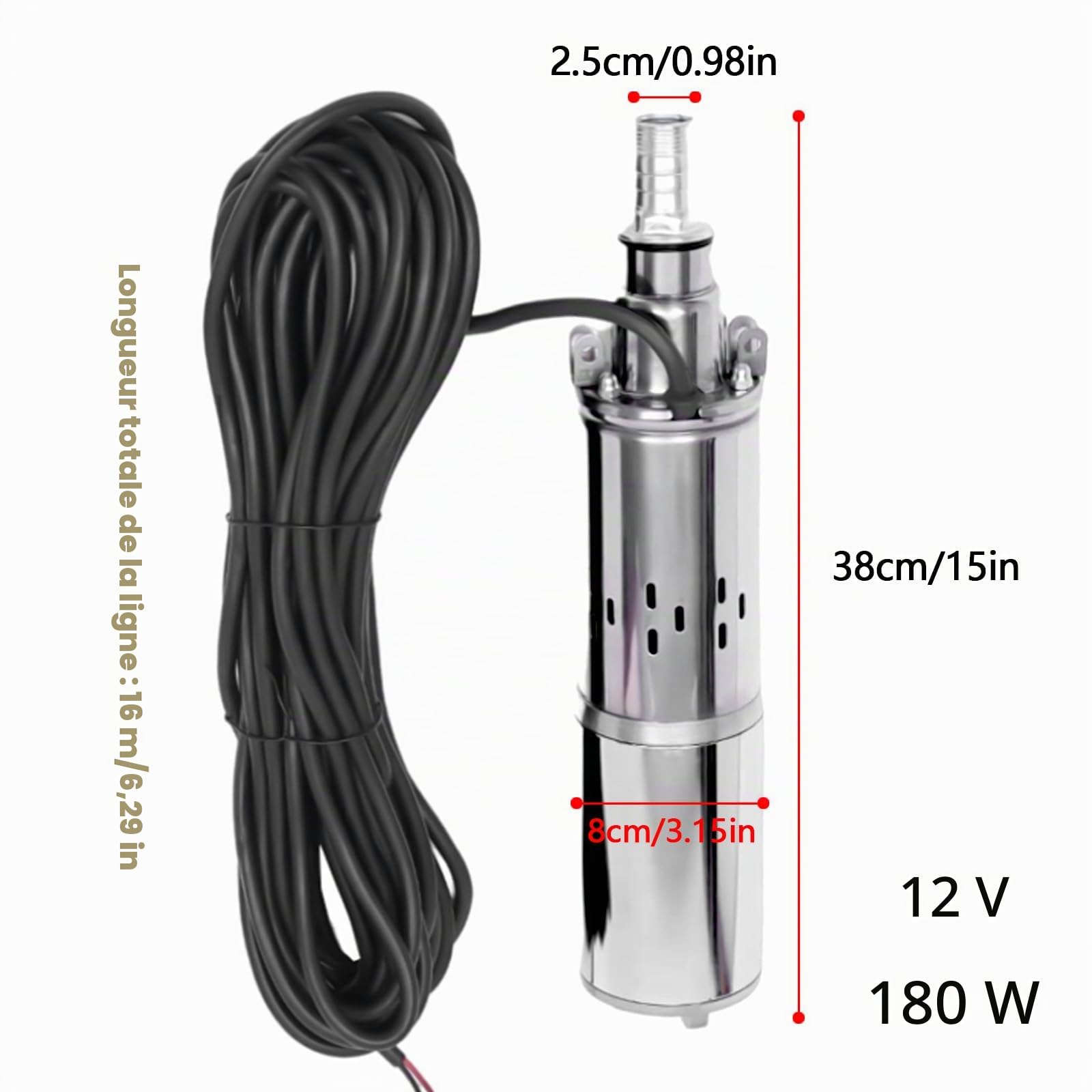 Pompe Immergée Solaire pour Puits, Pompe Submersible de Puits Profond Automatique Usage Domestique Agricole Industriel