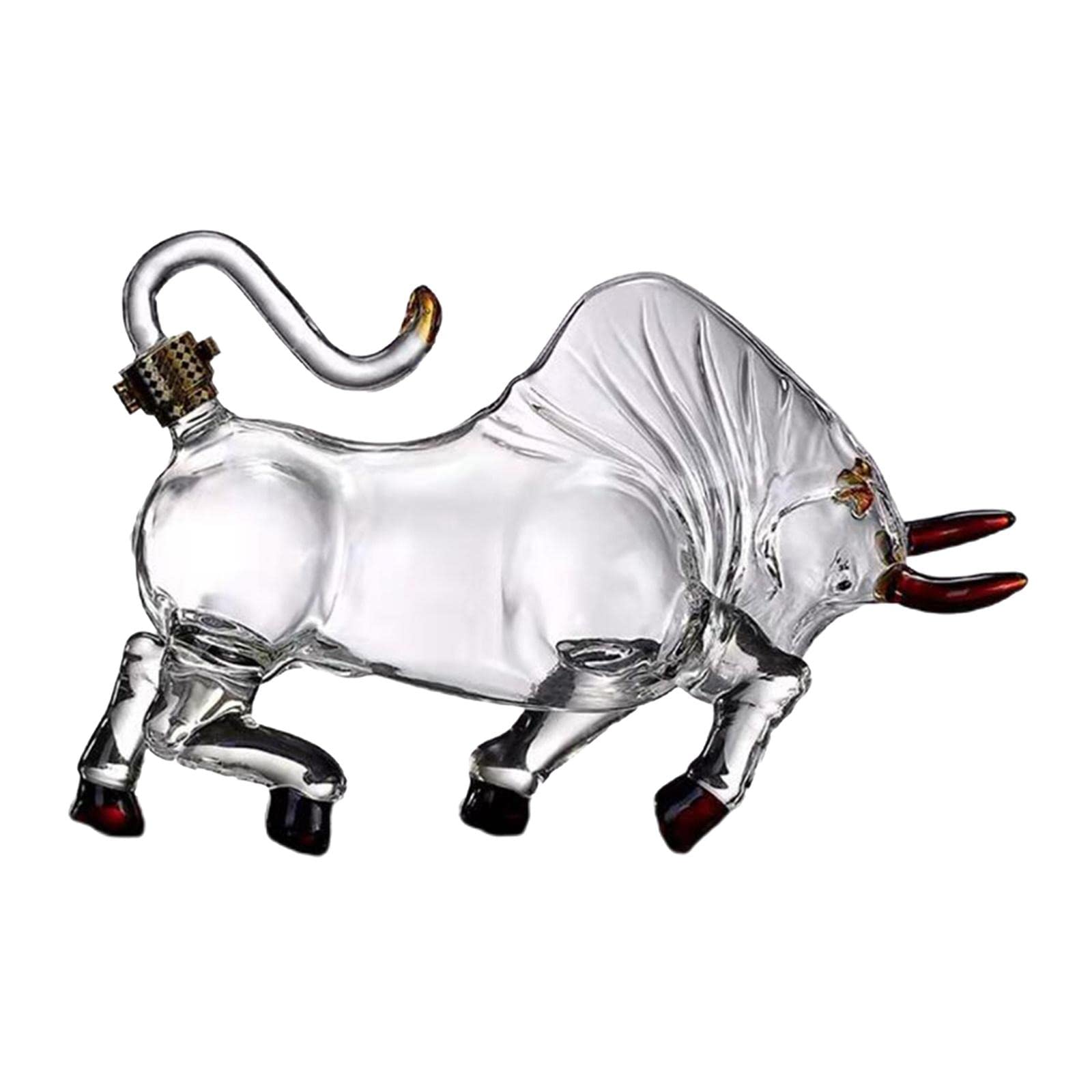 Decanter in vetro, decanter per whisky, a forma di toro, per liquori, bourbon, vodka