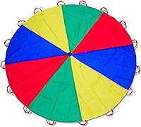 Dulousia Rainbow Parachute 13ft/16ft/20ft with Handles - Kids Gymnastics Group Games for Gym Class, Parties, VBS, Outdoor Play