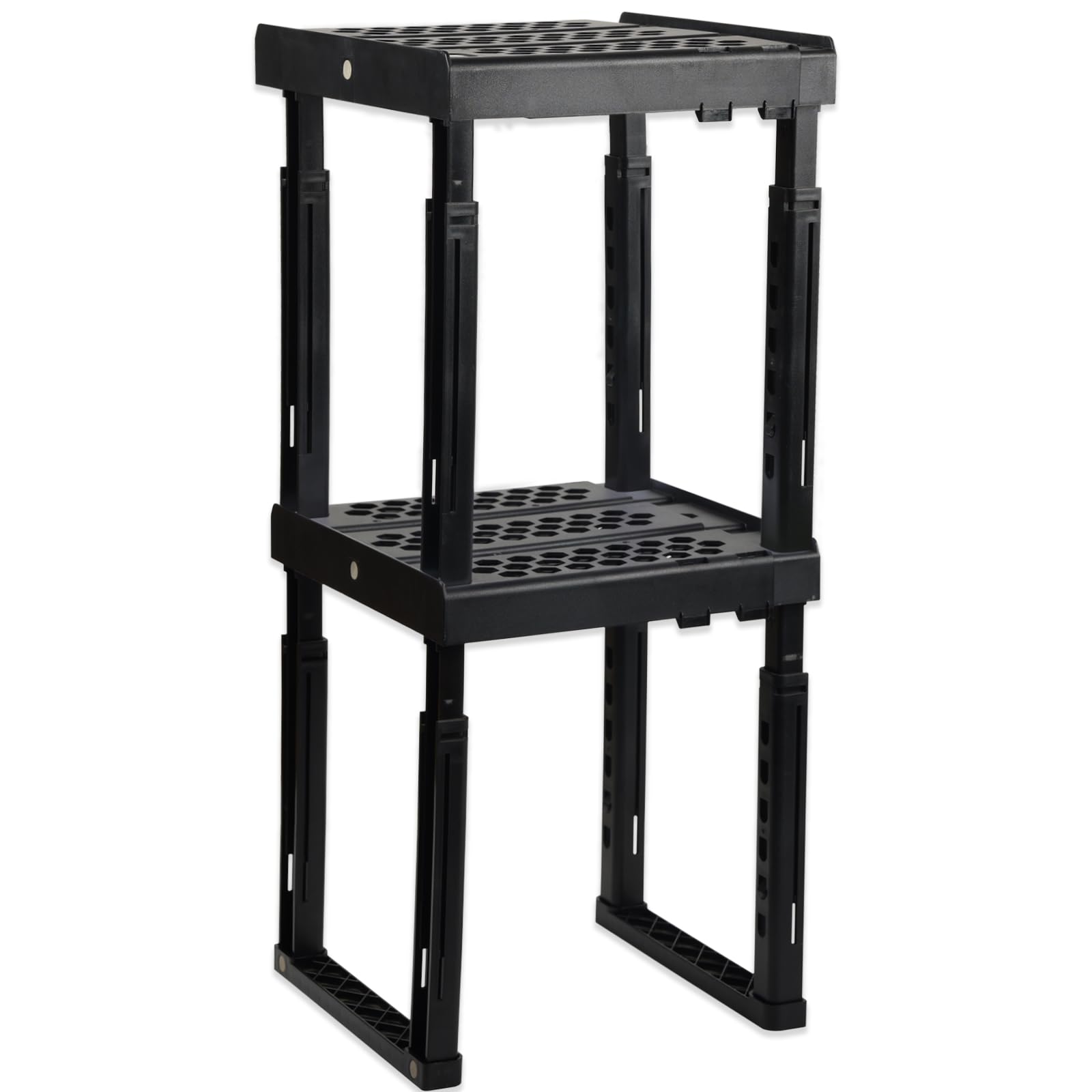 Svartur Adjustable Locker Shelf Organizer – Back to School Essentials Locker Organizer for Girls &amp; Boys – Expandable Height &amp; Width, Stackable, Durable– Fits Most Standard Lockers, Black, Pack of 2