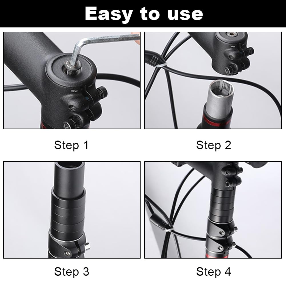 Helweet Przedłużacz kierownicy MTB, przedłużacz kierownicy rowerowej, kierownica Riser do roweru, adapter mocowania kierownicy, pasuje do rowerów górskich i szosowych, z kluczem sześciokątnym, czarny