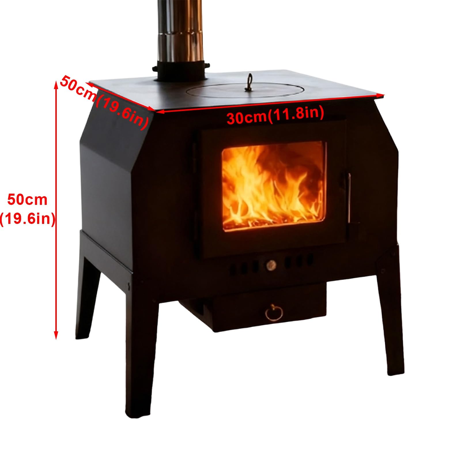Finestra di Visualizzazione del Fuoco Stufe a Legna da Interno con Forno Combustione per Gassificazione Si Riscalda Rapidamente, Senza Fumo Stufa a Legna
