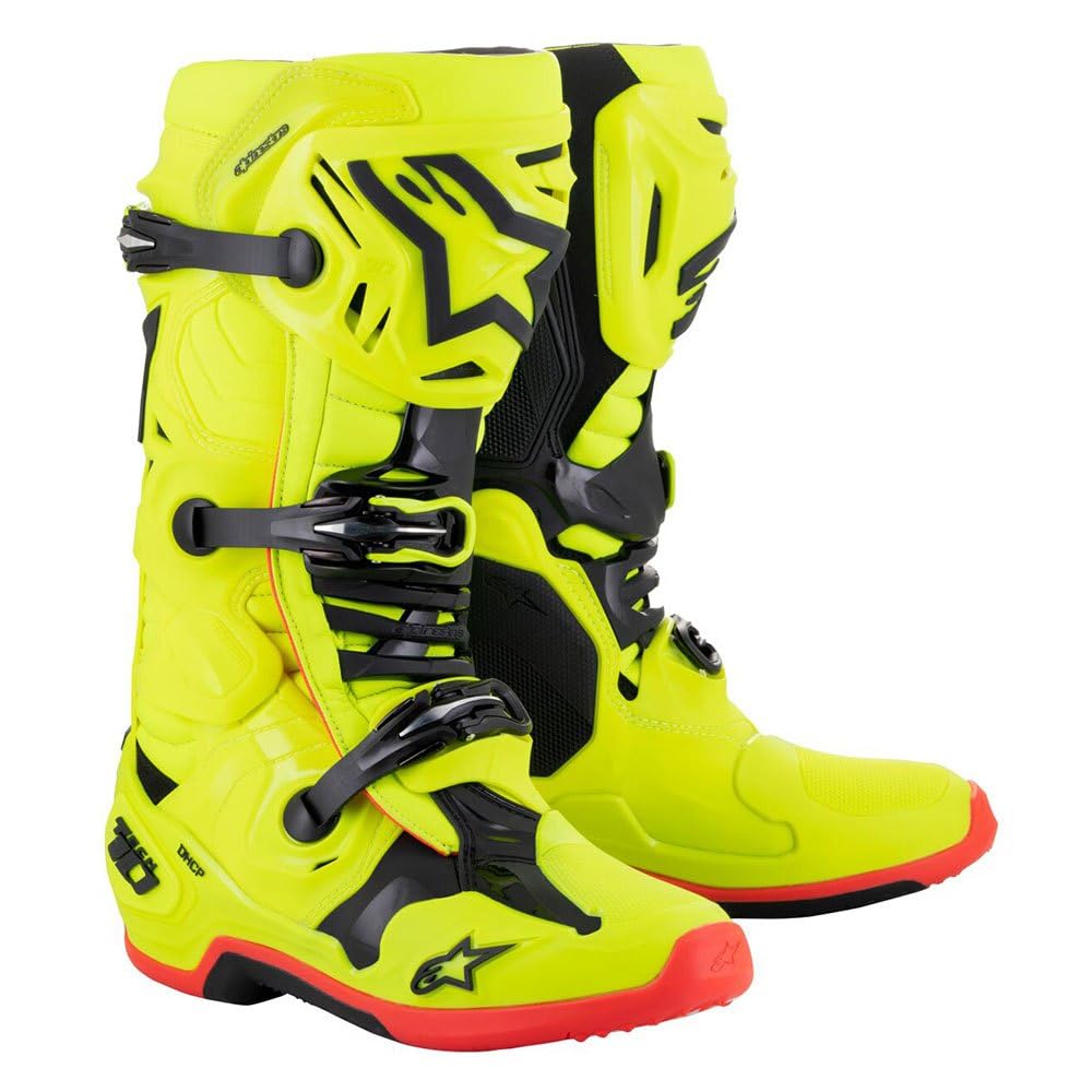 Alpinestars 2010020-533-10: Tech 10 Boots Ylw Fluo/Blk/Red Fluo Sz 10
