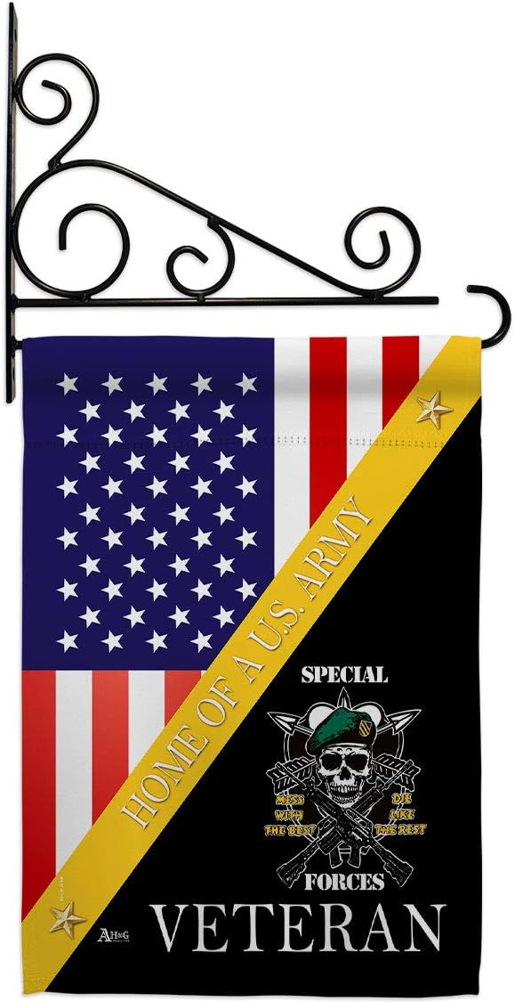 Home of Arny Special Forces Garden Flag - Set Wall Holder Armed Army Rangers United State American Military Veteran Retire Official - House Banner Small Yard Gift Double-Sided 13 X 18.5