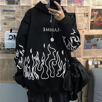 Amazon.com: Men's Y2K Flame Graphics Hoodies Gothic Dark