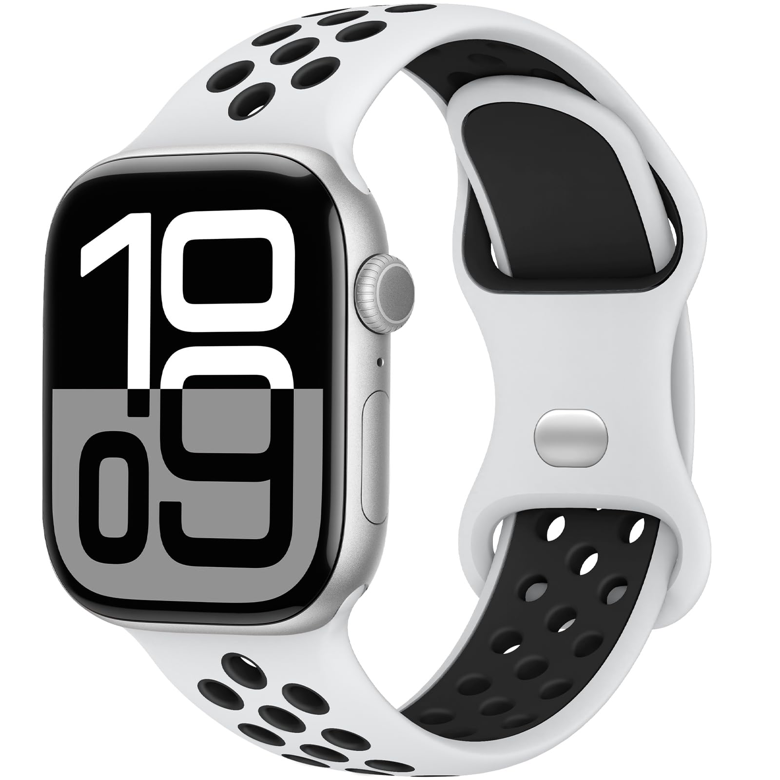 Yoohoo Sport Armband Kompatibel mit Apple Watch 46mm 45mm 44mm 42mm 41mm 40mm 49mm 38mm, Por?ses Atmungsaktiv Silikon Band f¨¹r iWatch SE Ultra 11 10 9 8 7 6 5 4 3 2 1 Damen Herren