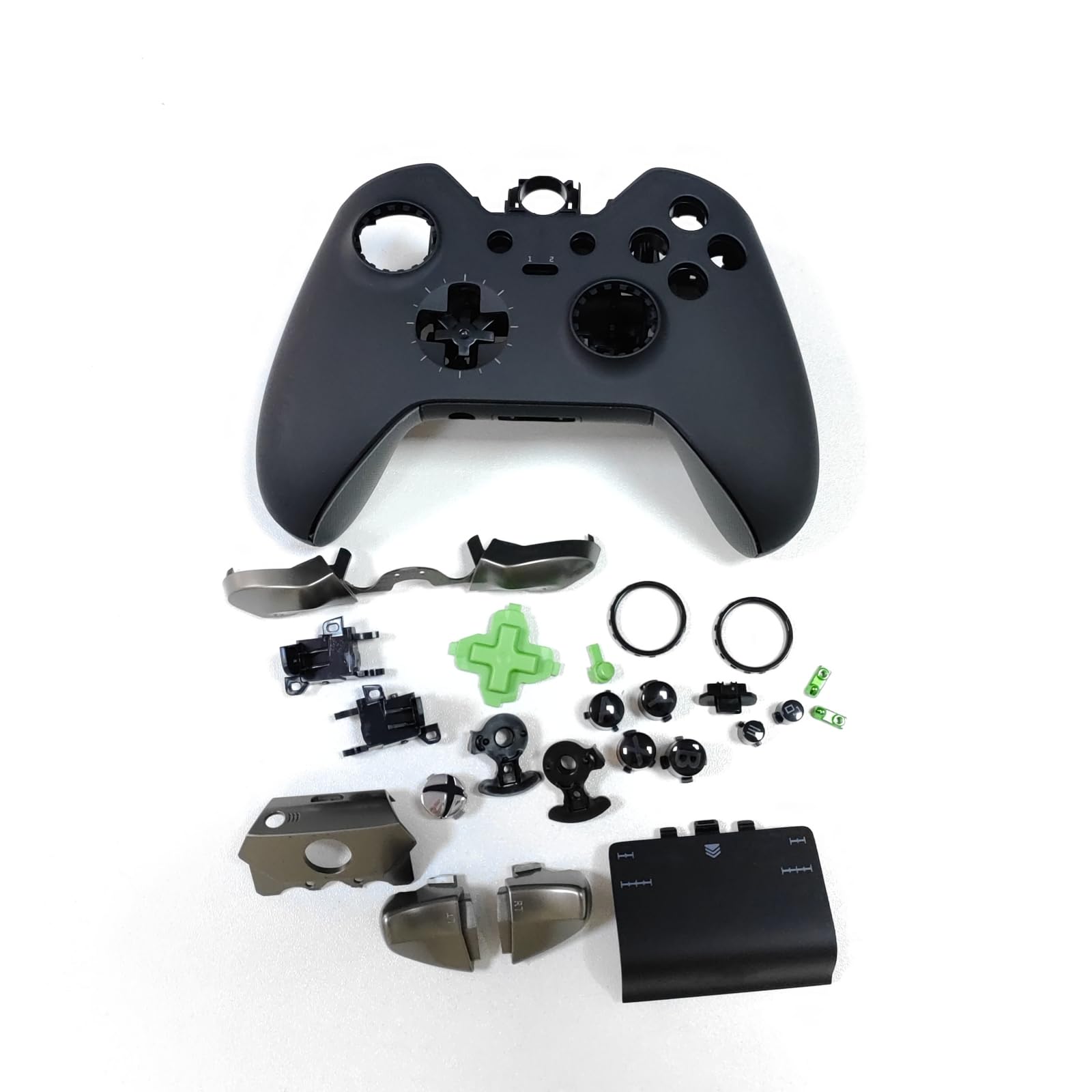 Guscio Completo di Ricambio per Xbox One Elite Controller Serie 1 - Kit di Conchiglie Include Copertura Telaio Centrale Guide Laterali Pulsanti ABXY Paraurti LB RB Accessori (Nero)