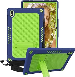 FIEWESEY Shockproof Kids Friendly with Kickstand Shoulder Strap Hybrid case for Vastking KingPad K10/KingPad K10 Pro/KingPad Z10/BYYBUO SmartPad A10/Sgin/Oangcc 10.1" Android 10 Tablet (Navy/Green)