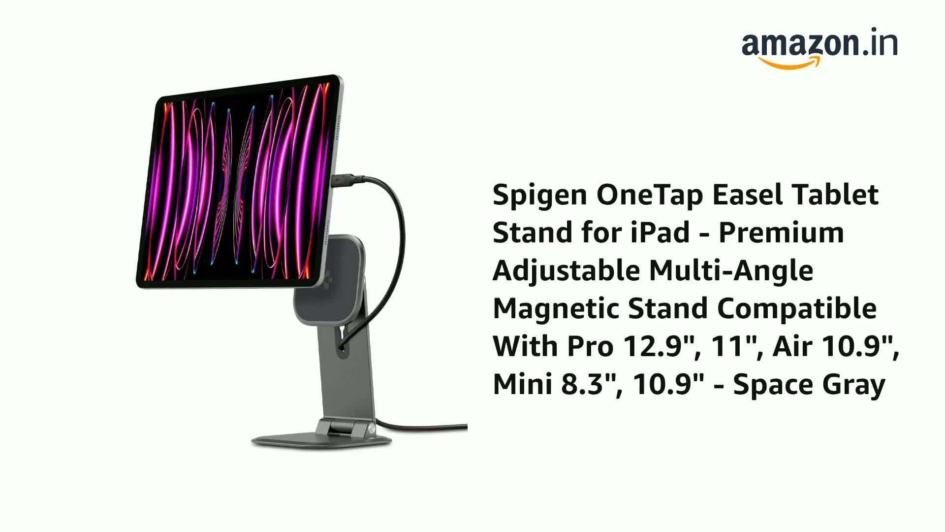 Spigen AirSkin Pro OneTap Hoes Compatibel met iPad Pro 12,9 Inch Generatie 6 2022 | 5 2021 Volledig afneembaar Deksel met Magneet - Grijs