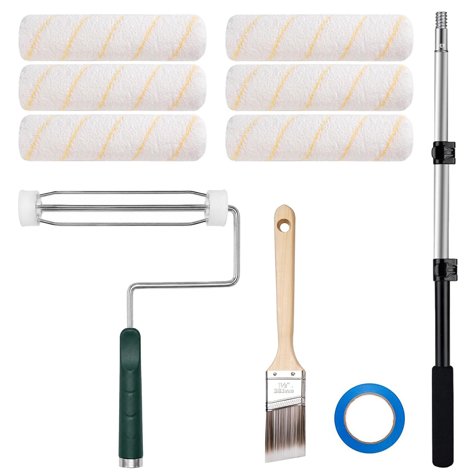 Kit de rouleau de peinture 10 pièces avec manche d'extension de