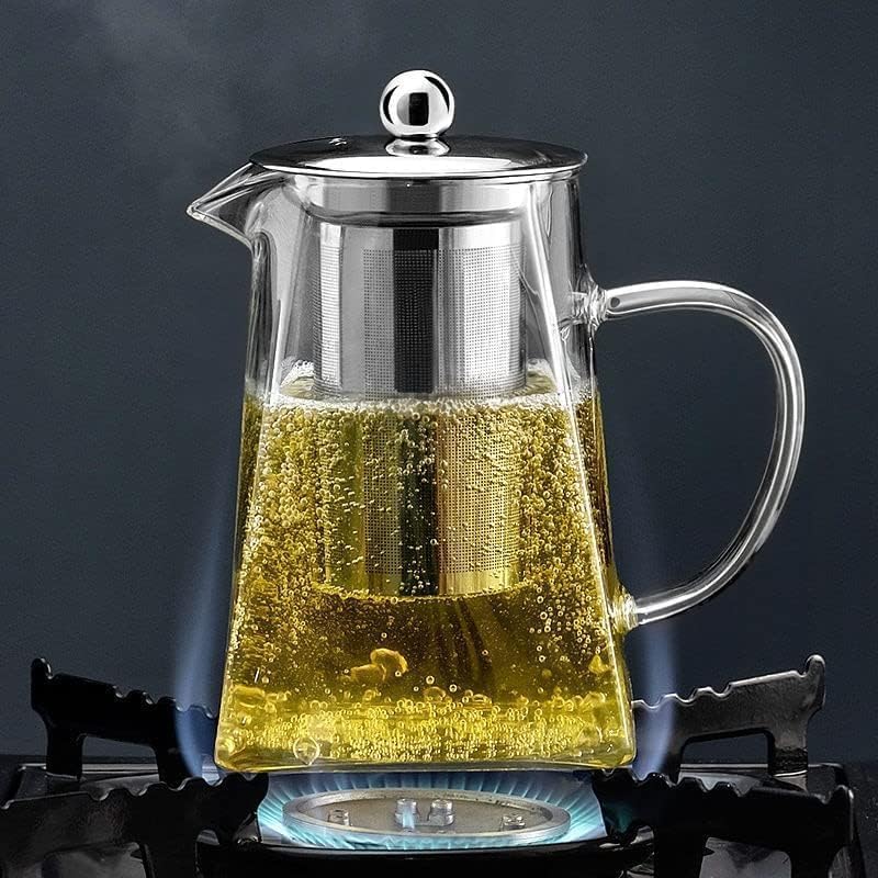 WarmTeaset Vierkante glazen theepot (750 ml) met infuser