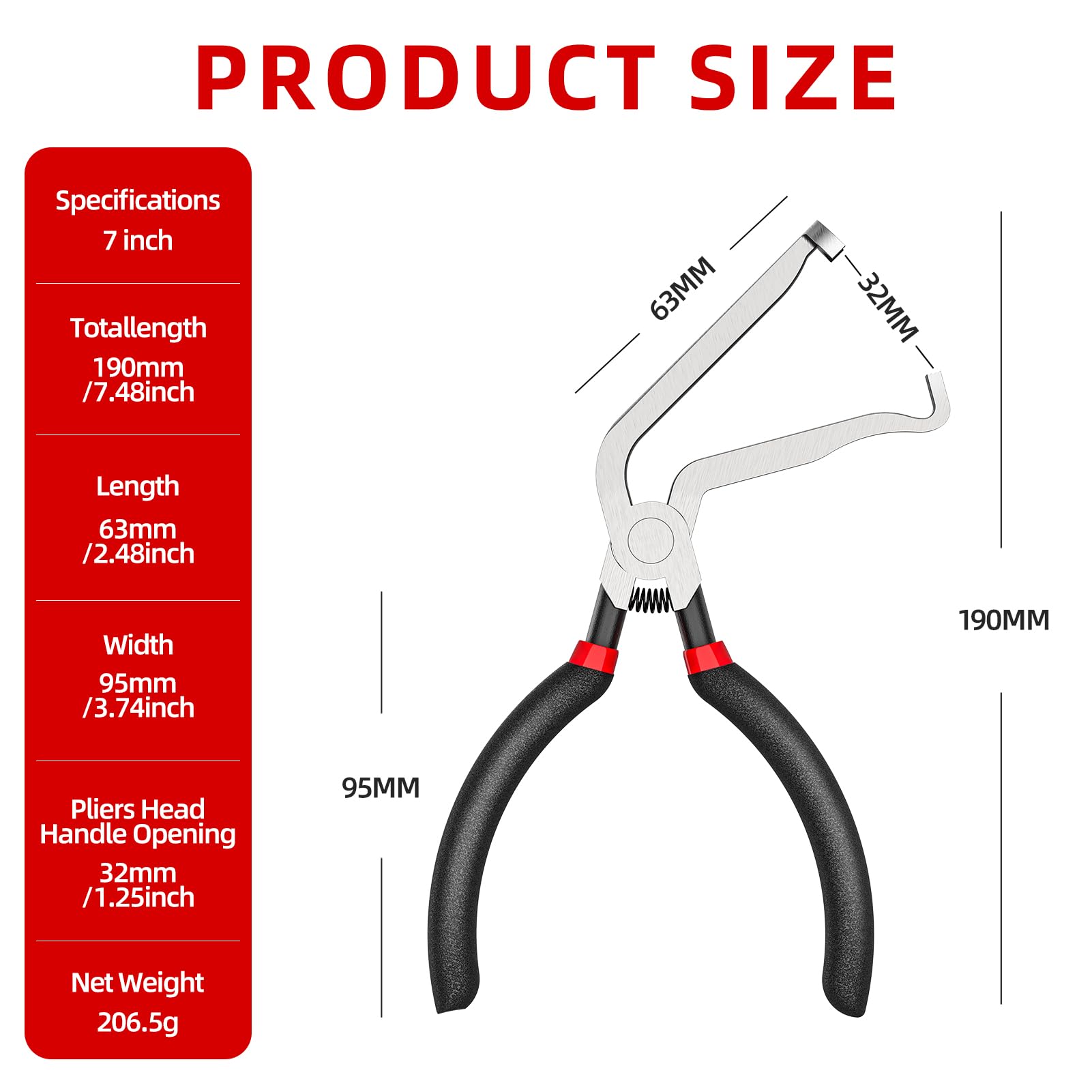 Electrical Disconnect Pliers, Automotive Electrical Connector Disconnect Pliers for Cars, Fuel Line Petrol Clip Pipe Pliers, Long Spark Plug Disassembly Pliers for Push Tab Style Plugs (Straight+60°)
