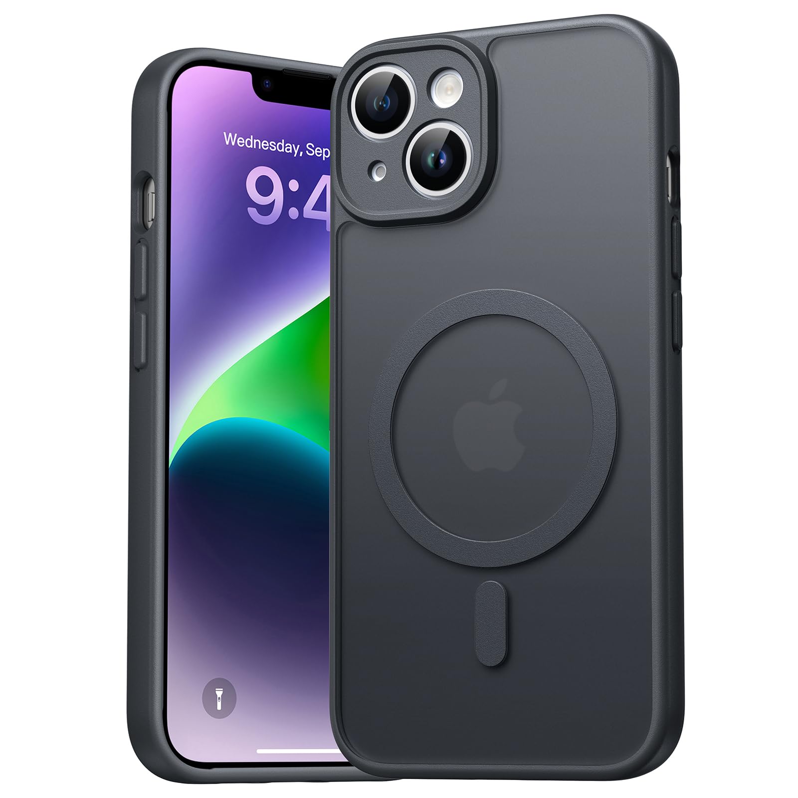 EASDNB für iPhone 14 Hülle für Magsafe mit Kameraschutz, Magnetisch Handyhülle für iPhone 14 Stoßfeste Kratzfeste Durchscheinende Matt Rückseite Schutzhülle für iPhone 14 Case, Schwarz