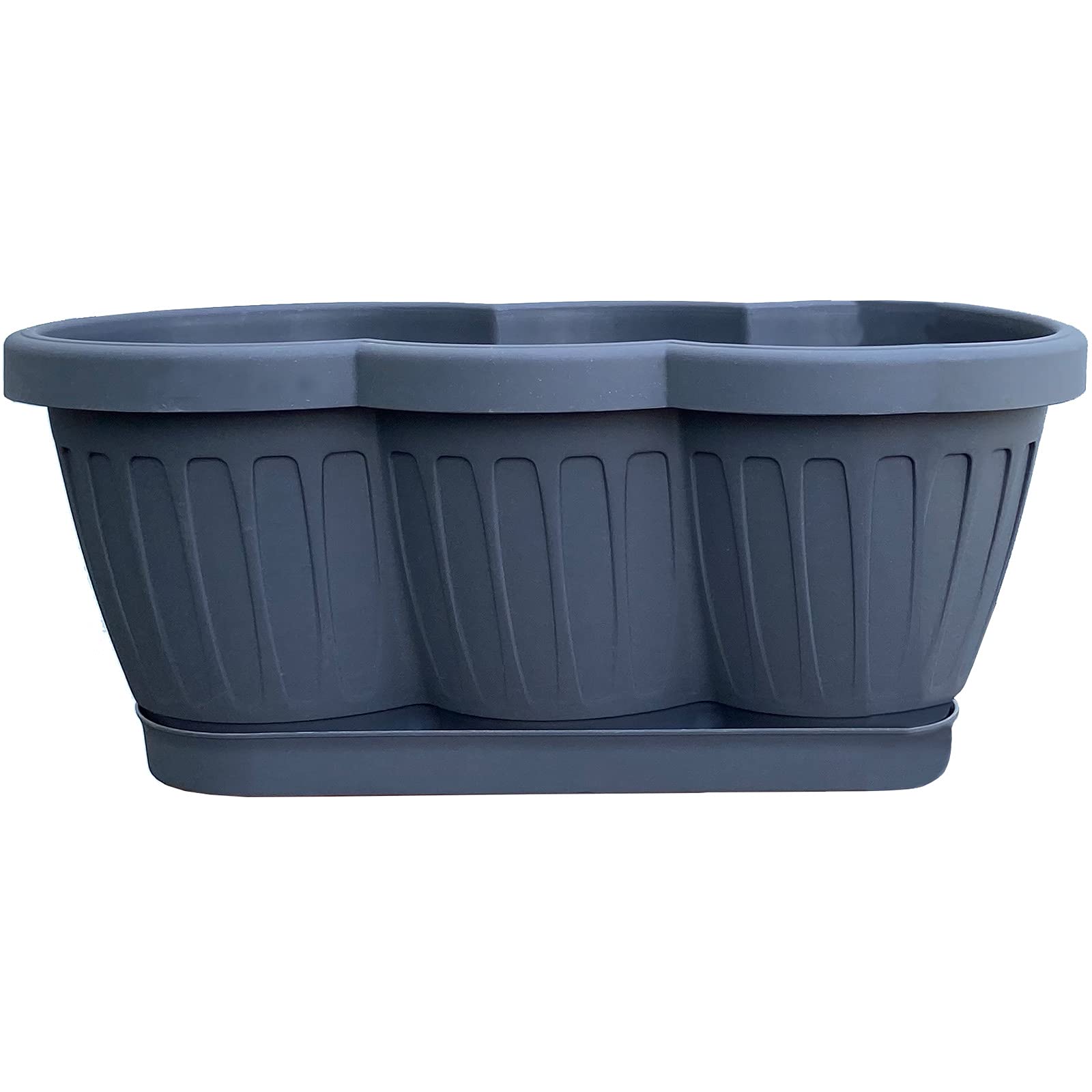 Hossi's Wholesale 8 Balkonkästen 40 cm Anthrazit mit Wasserspeicher Set