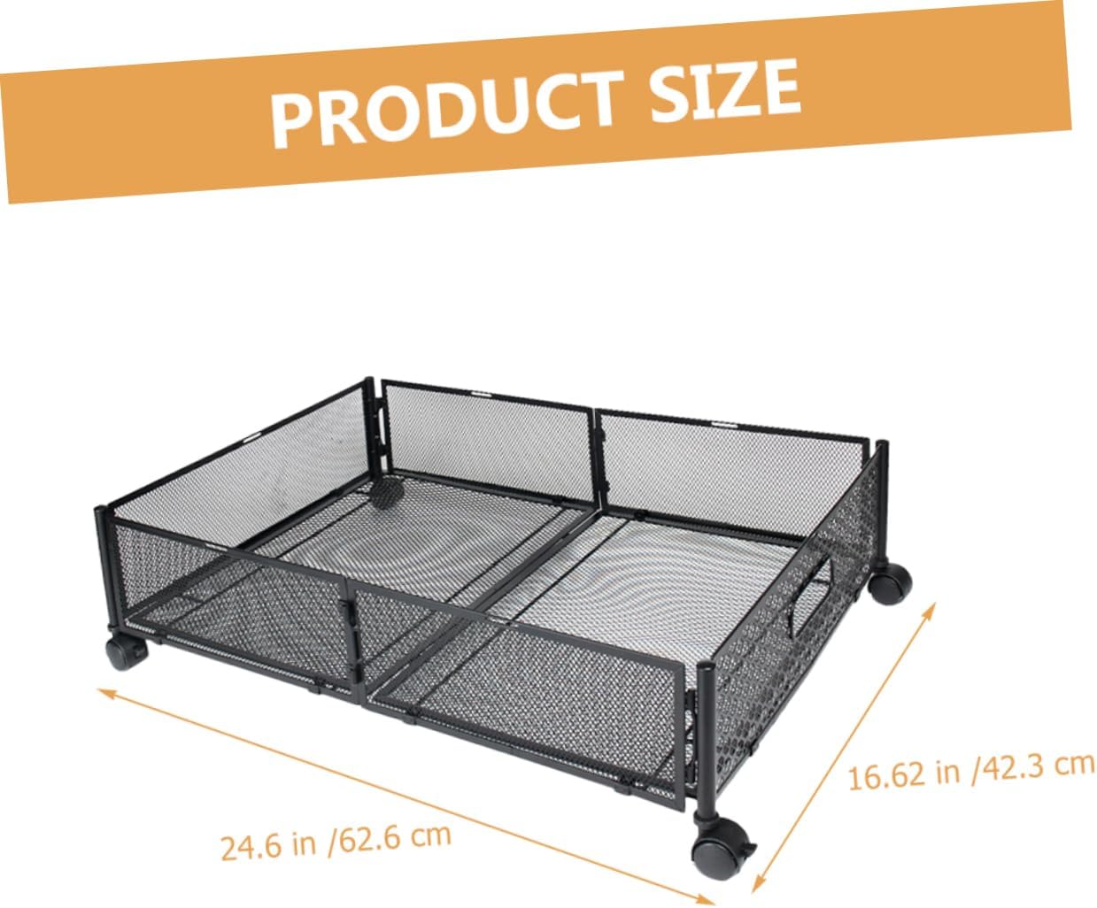 Folding Under Bed Storage Organizer Wheels Iron Frame Drawer Storage for Small Bedrooms Space Saving Container for Clothes and Toys