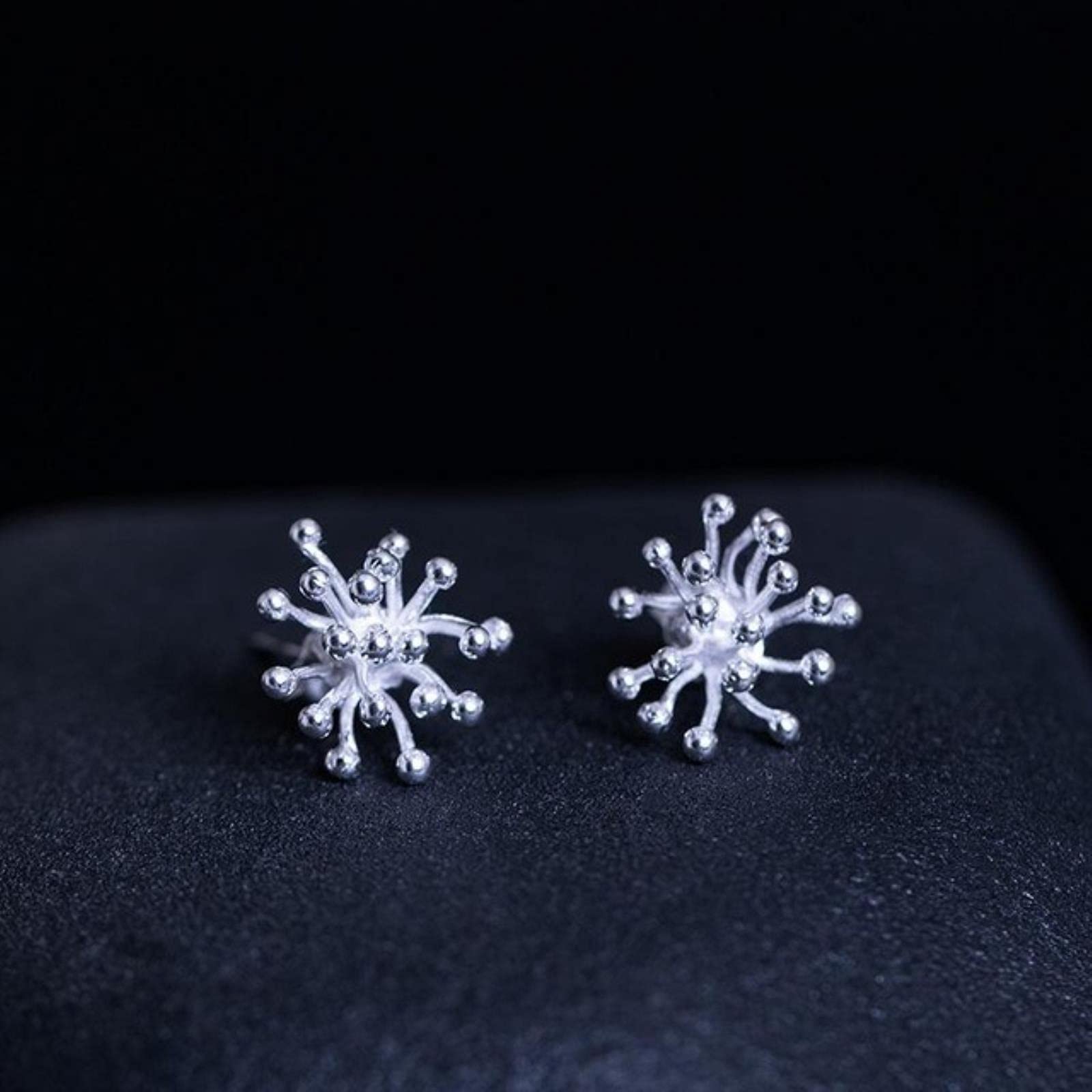 LOKILOKI 925 Sterling Silver Dandelion Stud Earrings For Women Sterling Silver Girl Fashion Jewelry Gift