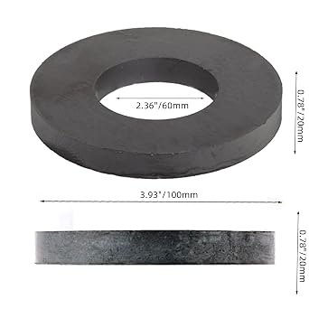 Ferrite Ring Magnet, 4In Dia, Big Round Circle Ceramic Magnets with Hole, Strong Large Donut Circular Magnetic Ring Heavy Duty for DIY, Crafts Speaker Creative Hobbies Science