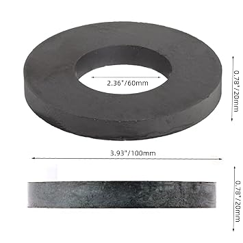 Ferrite Ring Magnet, 4In Dia, Big Round Circle Ceramic Magnets with Hole, Strong Large Donut Circular Magnetic Ring Heavy Duty for DIY, Crafts Speaker Creative Hobbies Science